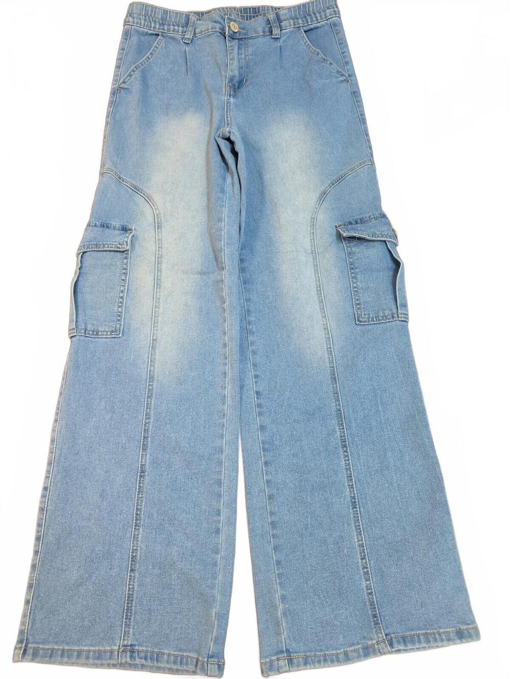 VIP Trendy Denim Cargo jeans Stretch Pull on Juniors 11 Y2K blue 30 In Inseam